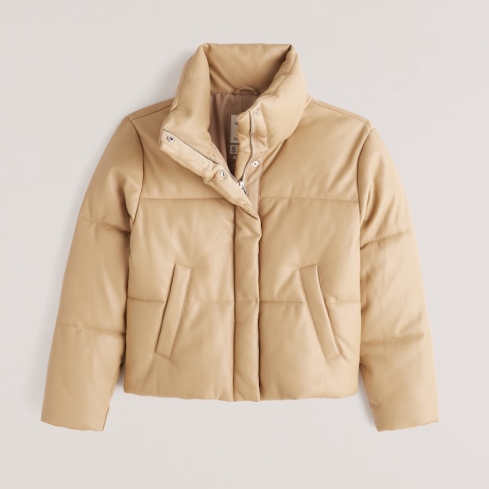 A&F vegan leather mini puffer